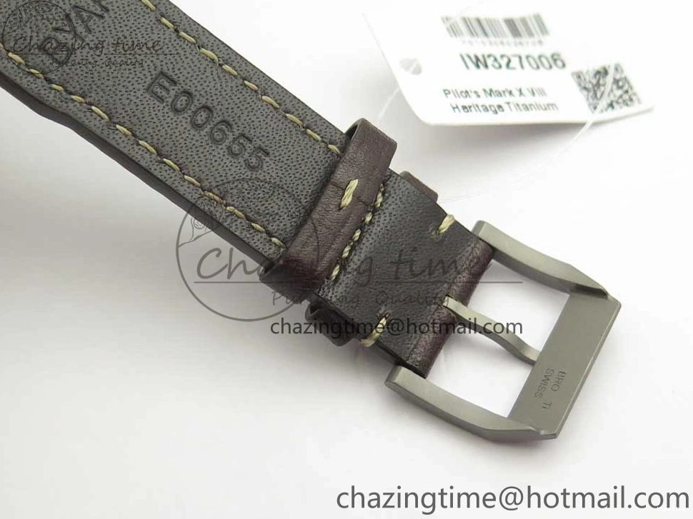 MIROTIME 0113 SmartChoice Mark XVIII IW327006 Titanium M+F 1:1 Best Edition Black Dial on Brown Leather Strap A 7145
